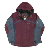 JACK WOLFSKIN Womens Maroon & Blue Outdoor Jacket UK 12 Polyester Blend Zip