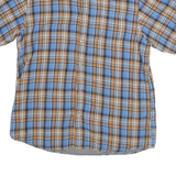 THE NORTH FACE Mens Blue & Brown Plaid Short Sleeve Shirt L Cotton Blend Casual