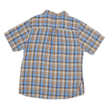 THE NORTH FACE Mens Blue & Brown Plaid Short Sleeve Shirt L Cotton Blend Casual
