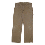 DICKIES Mens Cotton Blend Brown Regular Straight Trousers W32 L30 Workwear