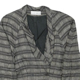 BLACKY DRESS Womens Black Grey Check Jacket M Linen Blend Button Closure Classic