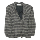 BLACKY DRESS Womens Black Grey Check Jacket M Linen Blend Button Closure Classic