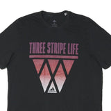ADIDAS Mens Black Three Stripe Life Graphic T-Shirt M Short Sleeve Crew Neck