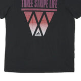 ADIDAS Mens Black Three Stripe Life Graphic T-Shirt M Short Sleeve Crew Neck