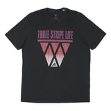 ADIDAS Mens Black Three Stripe Life Graphic T-Shirt M Short Sleeve Crew Neck
