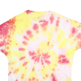 HANES Mens Yellow & Red Tie Dye T-Shirt XL Short Sleeve Crew Neck Cotton
