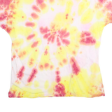 HANES Mens Yellow & Red Tie Dye T-Shirt XL Short Sleeve Crew Neck Cotton