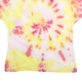 HANES Mens Yellow & Red Tie Dye T-Shirt XL Short Sleeve Crew Neck Cotton