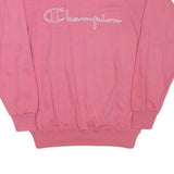 CHAMPION Womens Pink Cotton Blend Crew Neck S Sweatshirt Logo Script