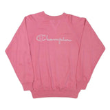 CHAMPION Womens Pink Cotton Blend Crew Neck S Sweatshirt Logo Script