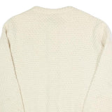 ST MICHAEL Womens Cream Button Up Cardigan Chunky Knit Plain Crew Neck S Wool