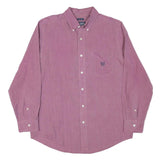 CHAPS Mens Pink Plain Cotton Blend Shirt M Button Down Pocket Casual