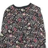 OH MAMMA Womens Black Floral Printed Button Long Sleeve Shirt L Cotton Blend