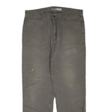 CARHARTT Mens Cotton Blend Brown Regular Straight Trousers W36 L34 Zip Closure