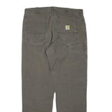 CARHARTT Mens Cotton Blend Brown Regular Straight Trousers W36 L34 Zip Closure