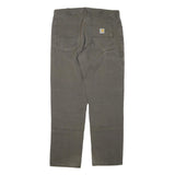 CARHARTT Mens Cotton Blend Brown Regular Straight Trousers W36 L34 Zip Closure