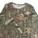MOSSY OAK Womens Brown & Green Camo Modern XL Long Sleeve Crew Neck T-Shirt
