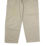 Mens Beige Cotton Blend Regular Fit Straight Leg Trousers W36 L29 Casual Zip