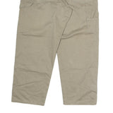 Mens Beige Cotton Blend Regular Fit Straight Leg Trousers W36 L29 Casual Zip
