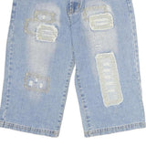 JEANS TONG LIN NIAO Mens Denim Blue Patchwork Casual Shorts M W30