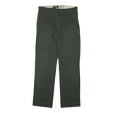 DOCKERS Mens Slim Fit Olive Green Cotton Blend Trousers W32 L31 Casual Zip