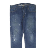 CARHARTT Mens Jeans Blue Regular Straight Denim W38 L32 Paint Splatter Zip