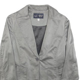 ARMANI JEANS Womens Grey Cotton Blend Blazer Jacket S Buttoned Pockets Tailored