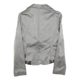 ARMANI JEANS Womens Grey Cotton Blend Blazer Jacket S Buttoned Pockets Tailored