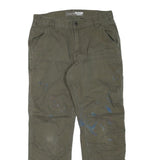 CARHARTT Mens Jeans Olive Regular Straight Denim W32 L30 Workwear Utility Cotton