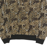 JORDAN Womens Brown Printed Long Sleeve Collared Top XL Vintage Style