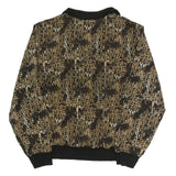 JORDAN Womens Brown Printed Long Sleeve Collared Top XL Vintage Style