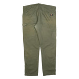 DICKIES Mens Cotton Blend Green Relaxed Straight Trousers W38 L30 Workwear