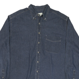EDDIE BAUER Mens Blue Denim Shirt L Cotton Casual Button Shirt
