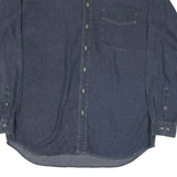 EDDIE BAUER Mens Blue Denim Shirt L Cotton Casual Button Shirt