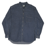EDDIE BAUER Mens Blue Denim Shirt L Cotton Casual Button Shirt