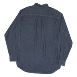 EDDIE BAUER Mens Blue Denim Shirt L Cotton Casual Button Shirt