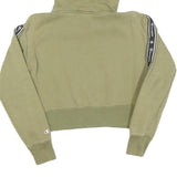 CHAMPION Womens Green Crop Pullover Hoodie S Logo Tape Detail Casual