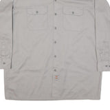 DICKIES Mens Grey Shirt XL Workwear Cotton Blend Utility Long Sleeve