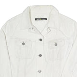 DKNY Womens White Jacket XL Cotton Blend Button Plain Stylish Casual Durable