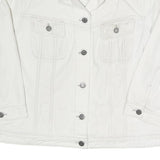 DKNY Womens White Jacket XL Cotton Blend Button Plain Stylish Casual Durable