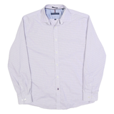 TOMMY HILFIGER Mens Purple Shirt L Cotton Blend Formal Button Collar Checked