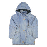 BAVARIA Womens Blue Denim Quilted Hooded Jacket S Cotton Blend Zip Casual