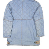 BAVARIA Womens Blue Denim Quilted Hooded Jacket S Cotton Blend Zip Casual