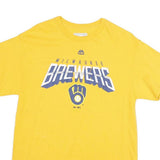 MAJESTIC Mens Yellow Milwaukee Brewers Graphic T-Shirt M Short Sleeve Crew Neck