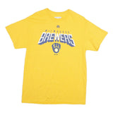 MAJESTIC Mens Yellow Milwaukee Brewers Graphic T-Shirt M Short Sleeve Crew Neck