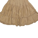 MARLBORO Womens Beige Silk Mini Skirt Pleated Ruffled Casual Size M