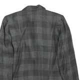 Womens Grey Check Button Jacket M Synthetic Woven Classic Timeless