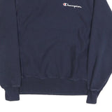 CHAMPION Mens Navy Blue Crew Neck S Cotton Blend Pullover Sweatshirt Logo