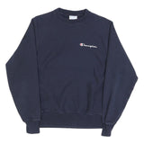 CHAMPION Mens Navy Blue Crew Neck S Cotton Blend Pullover Sweatshirt Logo