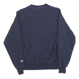 CHAMPION Mens Navy Blue Crew Neck S Cotton Blend Pullover Sweatshirt Logo
